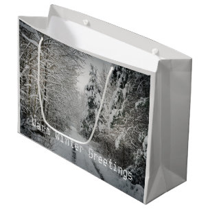 Winter journey through the woodland large gift bag