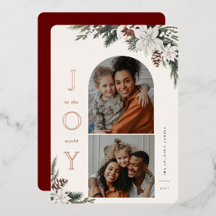 Winter Joy 2 Photo Family Foil Holiday Card