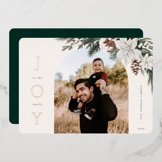 Winter Joy Arch Photo Foil Holiday Card (Front/Back)