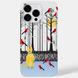 Winter Joy - Cat with scarf Birch Trees Cardinals Case-Mate iPhone 14 Pro Max Case