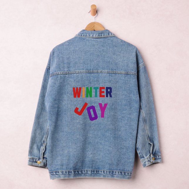 Winter Joy - Cosy Colourful Letters Denim Jacket (Hangar)