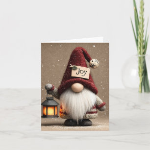 WINTER JOY: Cute Knitted Christmas Gnome Holiday Card