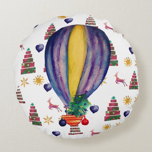 Winter Joy Jigsaw Puzzle Round Cushion (Back)