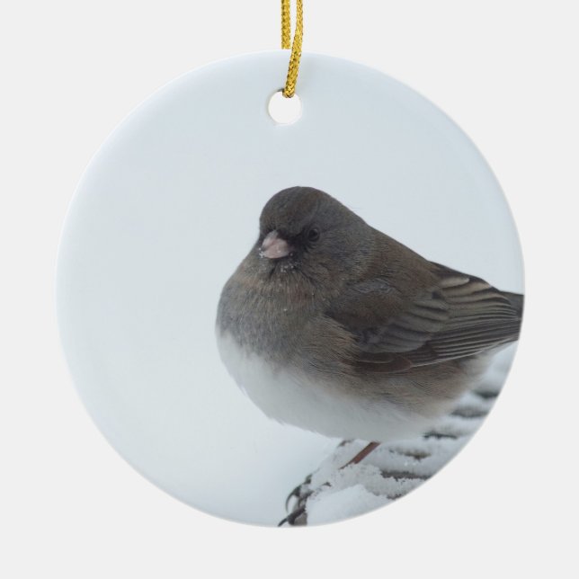 Winter Junco Ceramic Tree Decoration (Front)