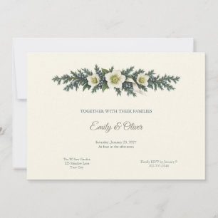 Winter Juniper Hellebore Wedding Invitation