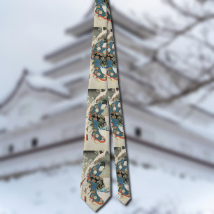 winter kimono woman  -vintage Japanese art Tie