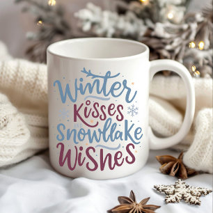 Winter Kisses and Snowflake Wishes Christmas Mug