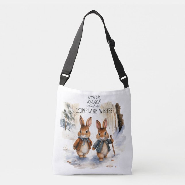 Winter Kisses and Snowflake Wishes Crossbody Bag (Front)