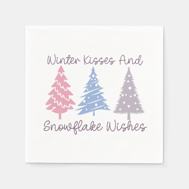 Winter Kisses and Snowflake Wishes Napkin (Front)