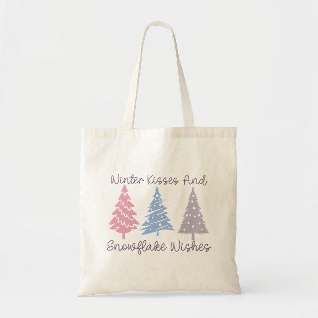 Winter Kisses and Snowflake Wishes Tote Bag (Front)