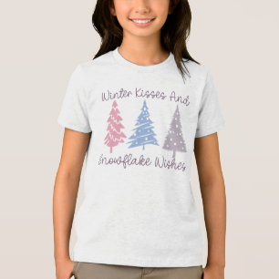 Winter Kisses and Snowflake Wishes Tri-Blend Shirt