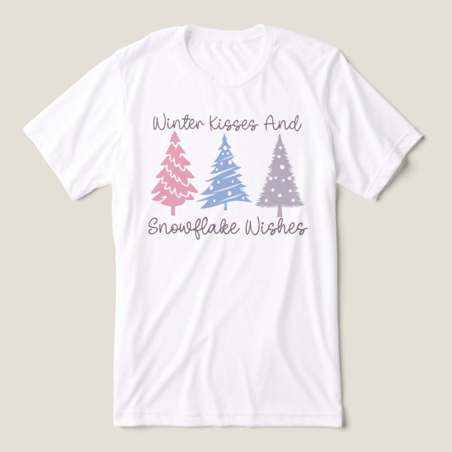 Winter Kisses and Snowflake Wishes Tri-Blend Shirt (Design Front)