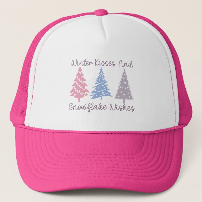Winter Kisses and Snowflake Wishes Trucker Hat (Front)