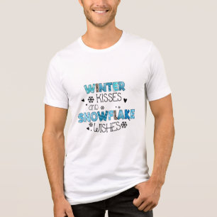 Winter Kisses and Snowflake Wishes Winter Holidays Tri-Blend Shirt