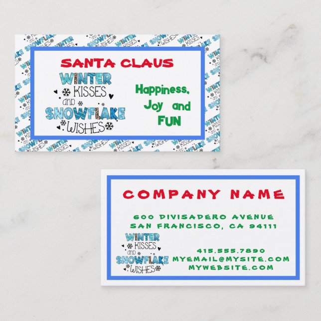 Winter Kisses Customise Business Card (Front/Back)