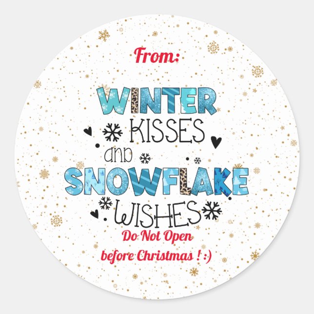 Winter Kisses Customise Classic Round Sticker (Front)