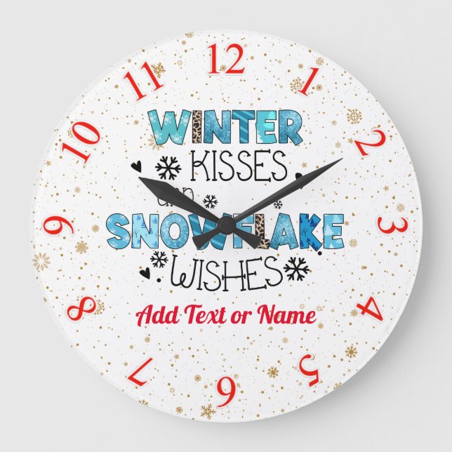 Winter Kisses Customise Large Clock (Front)