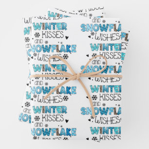 Winter Kisses Customise Wrapping Paper Sheet