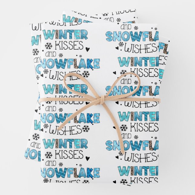 Winter Kisses Customise Wrapping Paper Sheet (In situ)