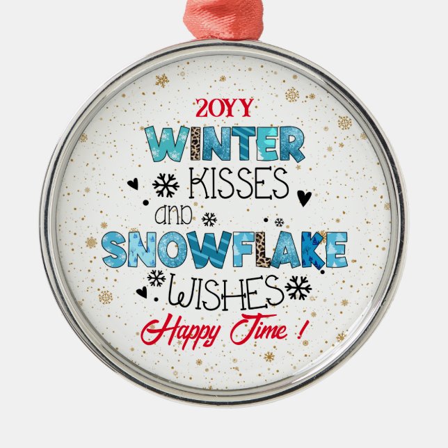 Winter Kisses Customize Metal Tree Decoration (Front)