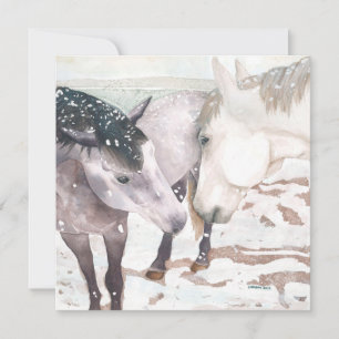 "Winter Kisses" horse greeting card