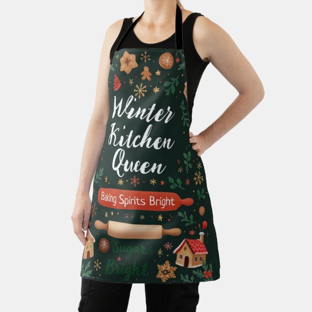 Winter Kitchen Queen Holiday Baking Apron (Insitu)