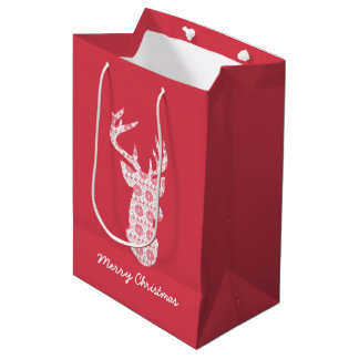 Winter Knit Christmas Reindeer Gift Bag