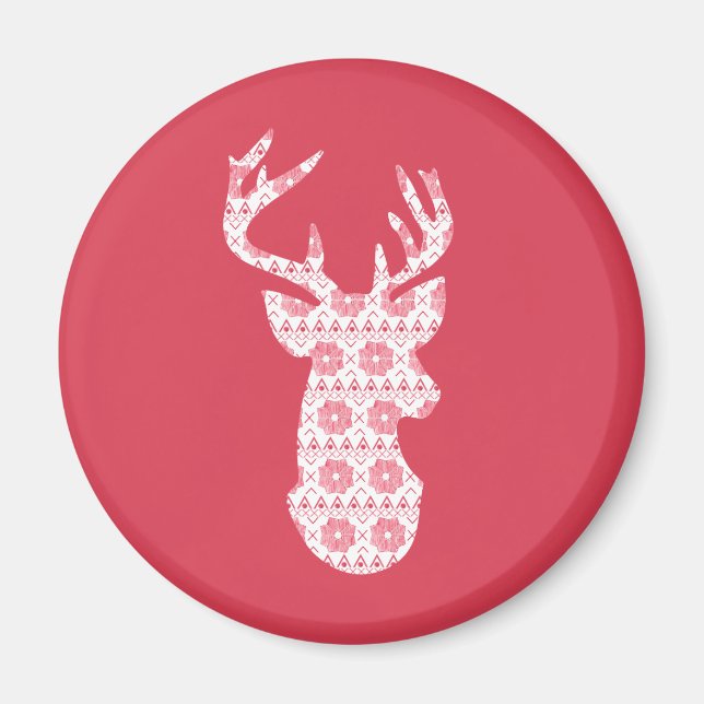 Winter Knit Christmas Reindeer Magnet (Front)