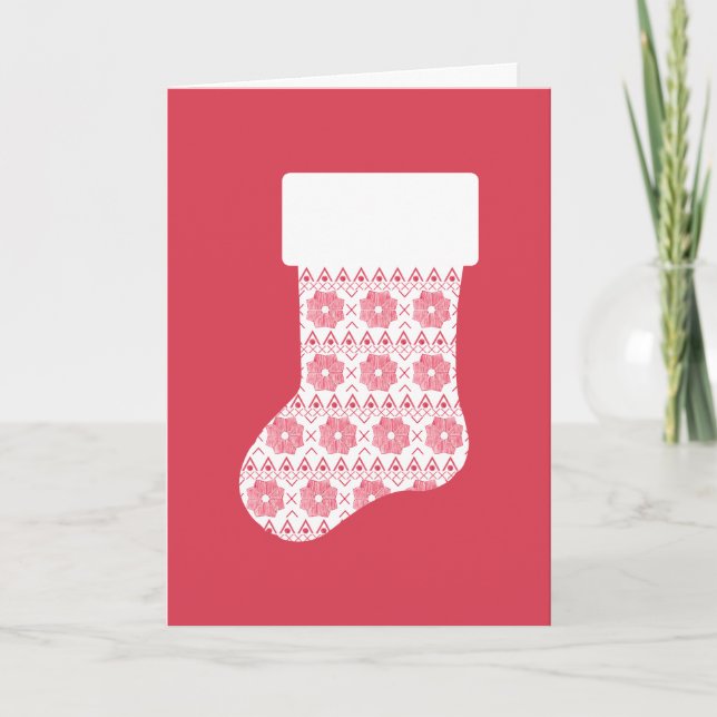 Winter Knit Christmas Stocking Card (Front)