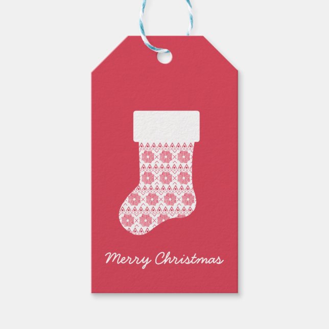 Winter Knit Christmas Stocking Gift Tags (Front)