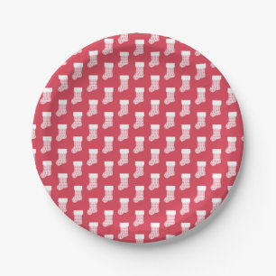 Winter Knit Christmas Stocking Paper Plates