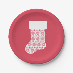 Winter Knit Christmas Stocking Paper Plates