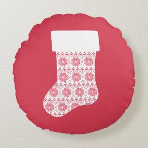 Winter Knit Christmas Stocking Round Pillow