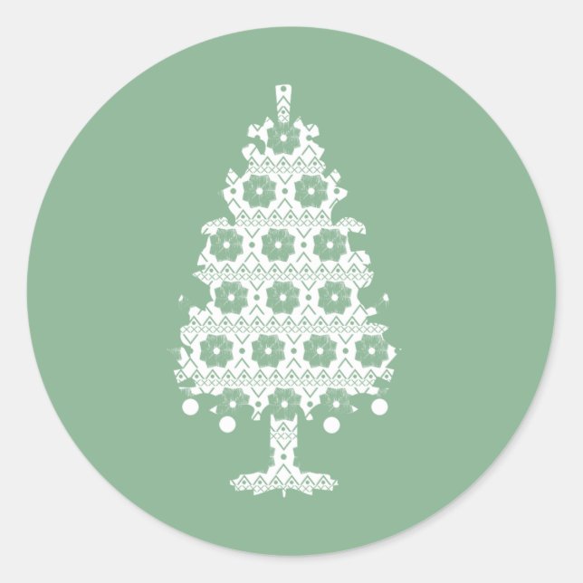 Winter Knit Christmas Tree Sticker (Front)
