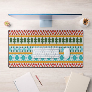 Winter knit pattern desk mat