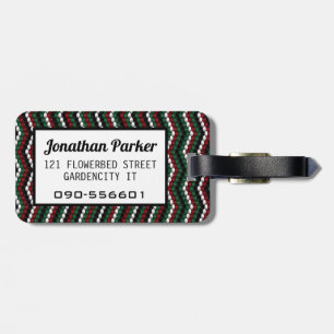 Winter knitting chevron personalised design luggage tag