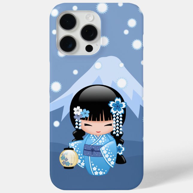 Winter Kokeshi Doll - Blue Mountain Geisha Girl Case-Mate iPhone Case (Back)
