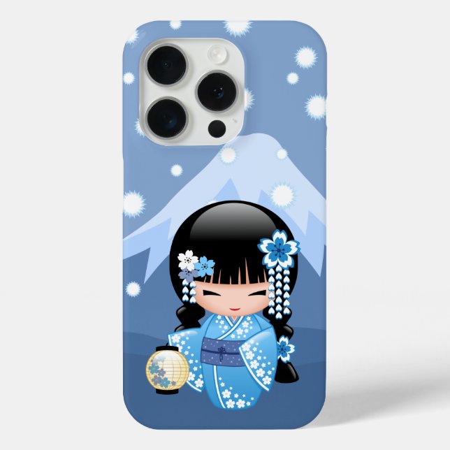Winter Kokeshi Doll - Blue Mountain Geisha Girl Case-Mate iPhone Case (Back)