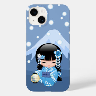 Winter Kokeshi Doll - Blue Mountain Geisha Girl Case-Mate iPhone 14 Case