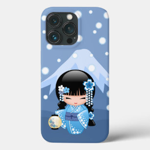 Winter Kokeshi Doll - Blue Mountain Geisha Girl iPhone 13 Pro Case