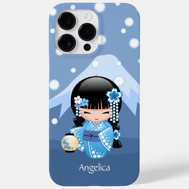 Winter Kokeshi Doll - Blue Mountain Geisha Girl Case-Mate iPhone Case (Back)