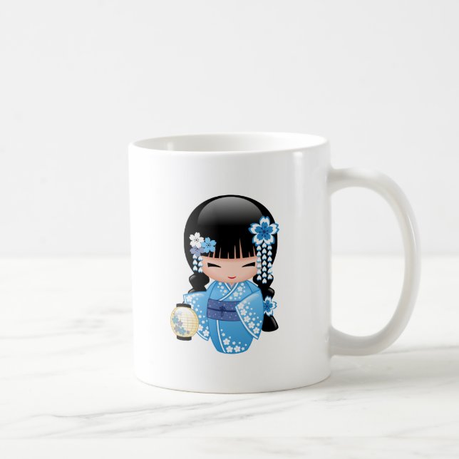 Winter Kokeshi Doll - Cute Japanese Geisha Girl Co Coffee Mug (Right)