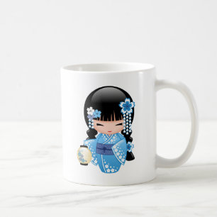 Winter Kokeshi Doll - Cute Japanese Geisha Girl Coffee Mug