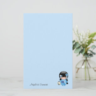 Winter Kokeshi Doll - CuteJapanese Geisha Girl Stationery