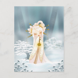 Winter kokeshi postcard