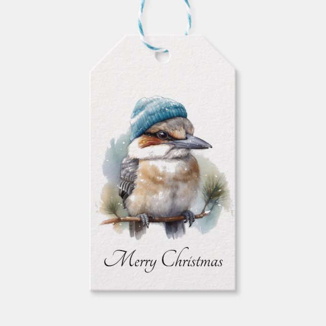Winter Kookaburra Wishes, custom Gift Tags (Front)