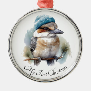 Winter Kookaburra Wishes, custom Metal Tree Decoration