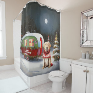Winter Labrador Caravan Christmas Adventure Shower Curtain