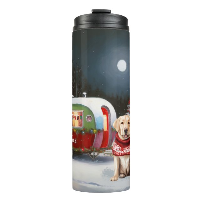 Winter Labrador Caravan Christmas Adventure Thermal Tumbler (Front)