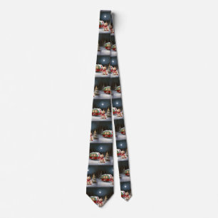 Winter Labrador Caravan Christmas Adventure Tie